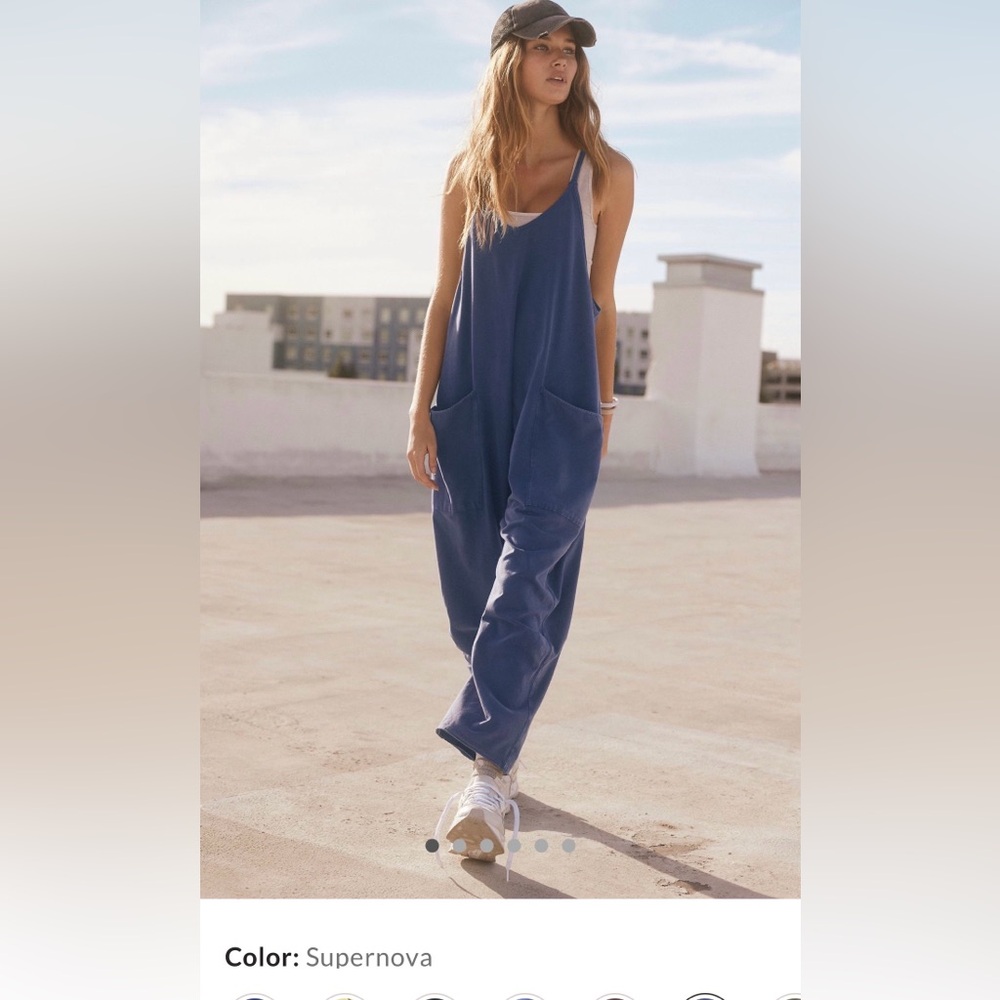 FP Movement by Free People Hot Shot Onesie Blue Jumpsuit